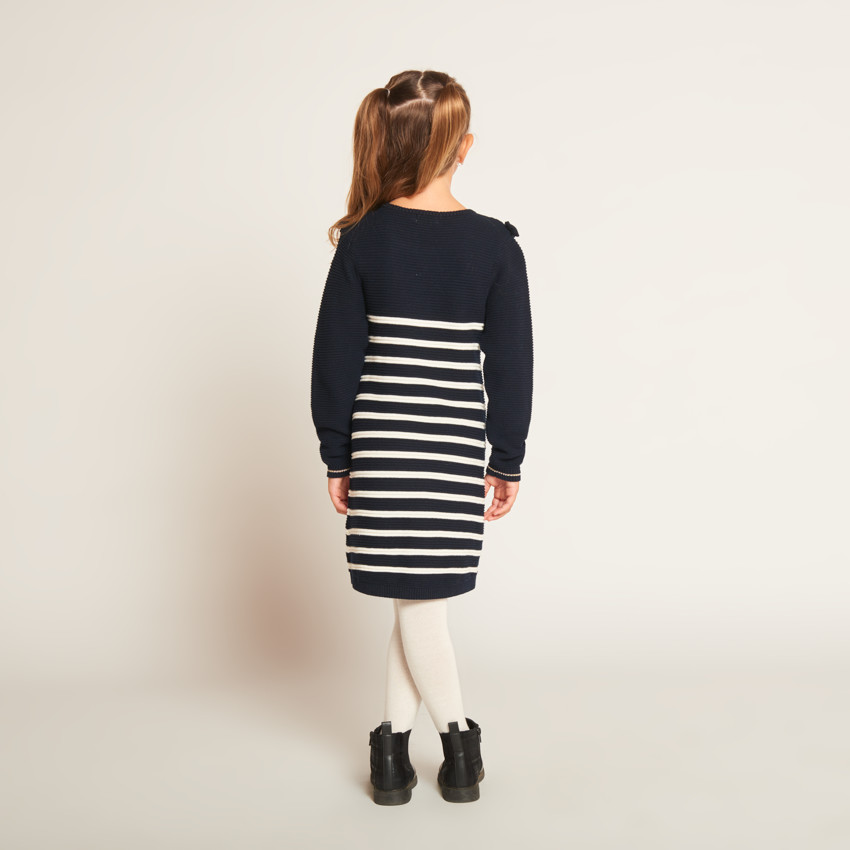 Robe en tricot effet marinière avec nœuds aux épaules pour fille 