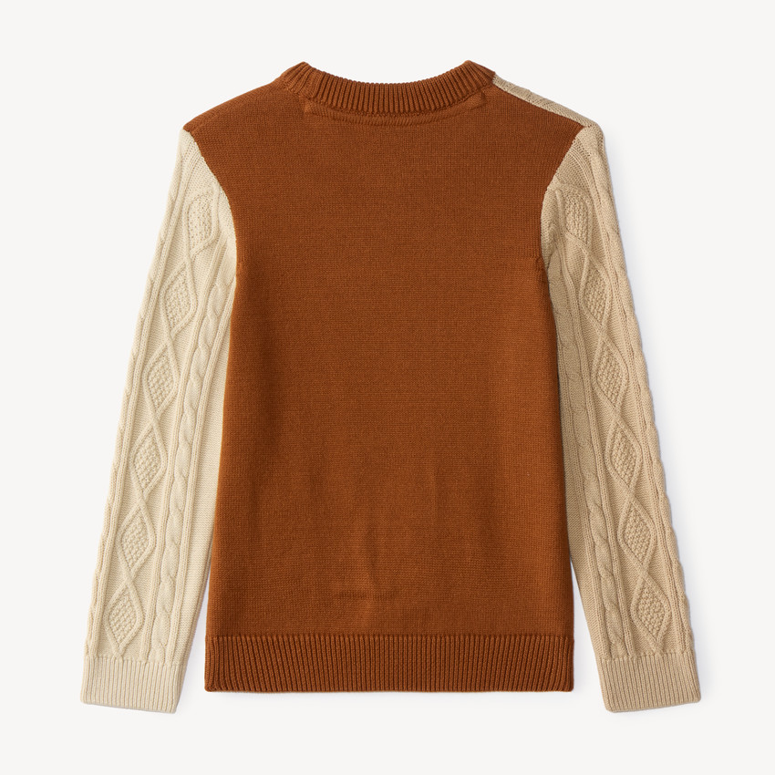 Pull torsadé effet bi-matière garçon 