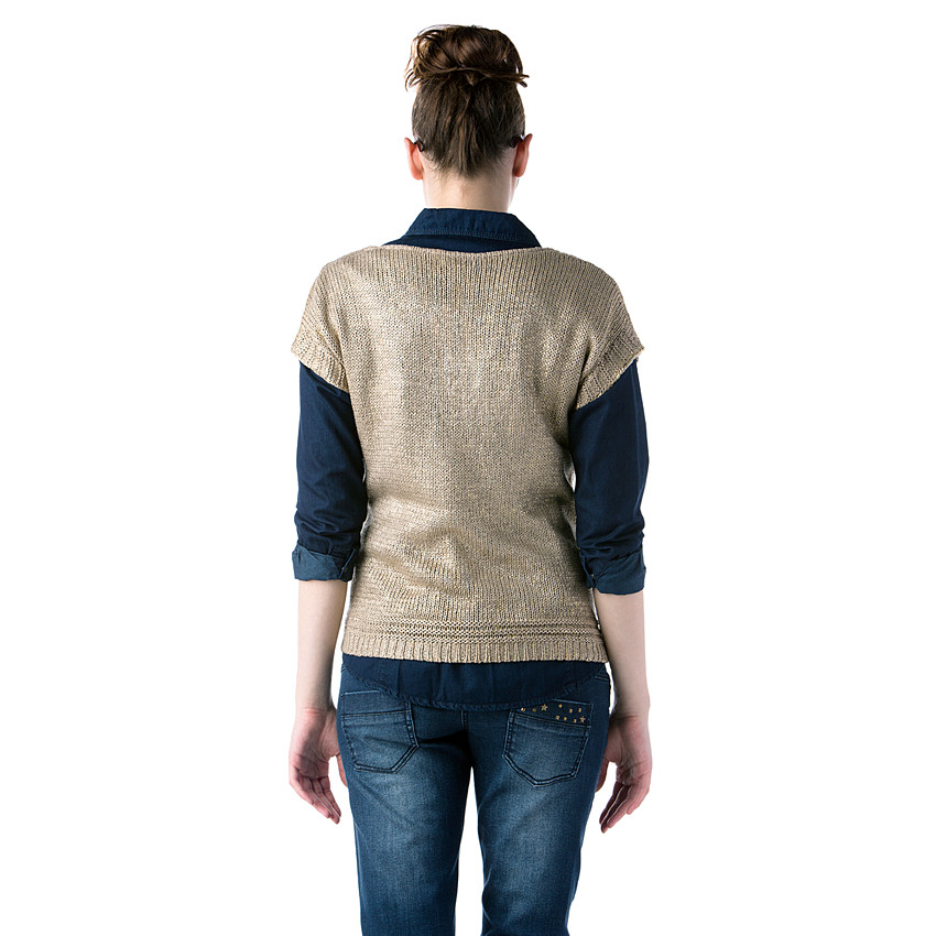 Pull ajouré manches courtes de grossesse 