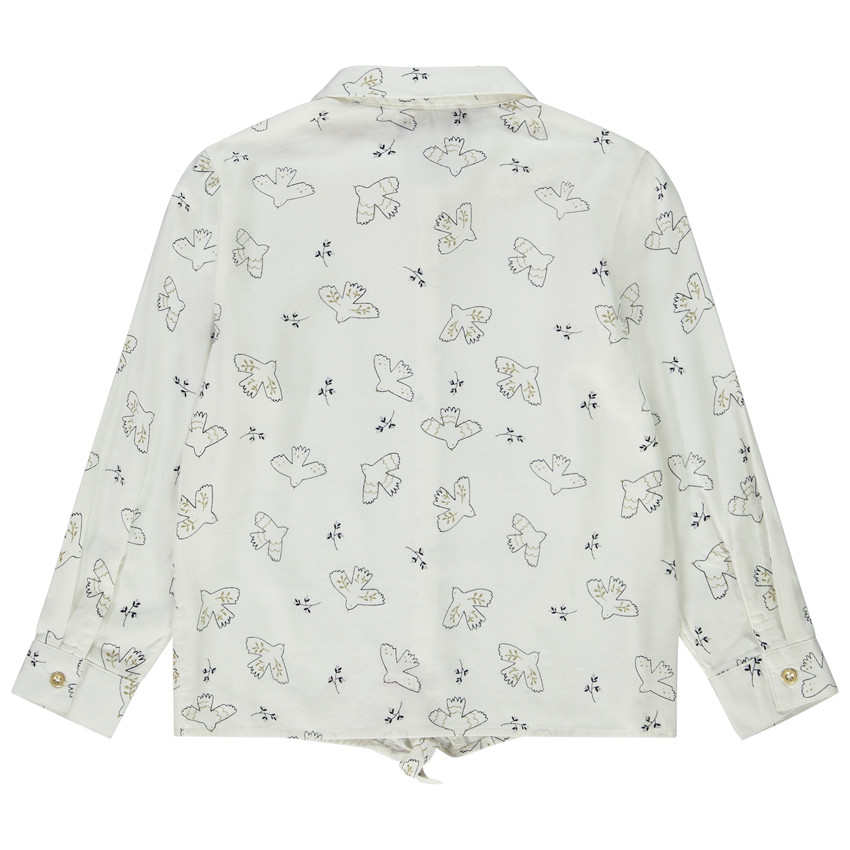 Chemise manches longues imprimé oiseaux pour fille 