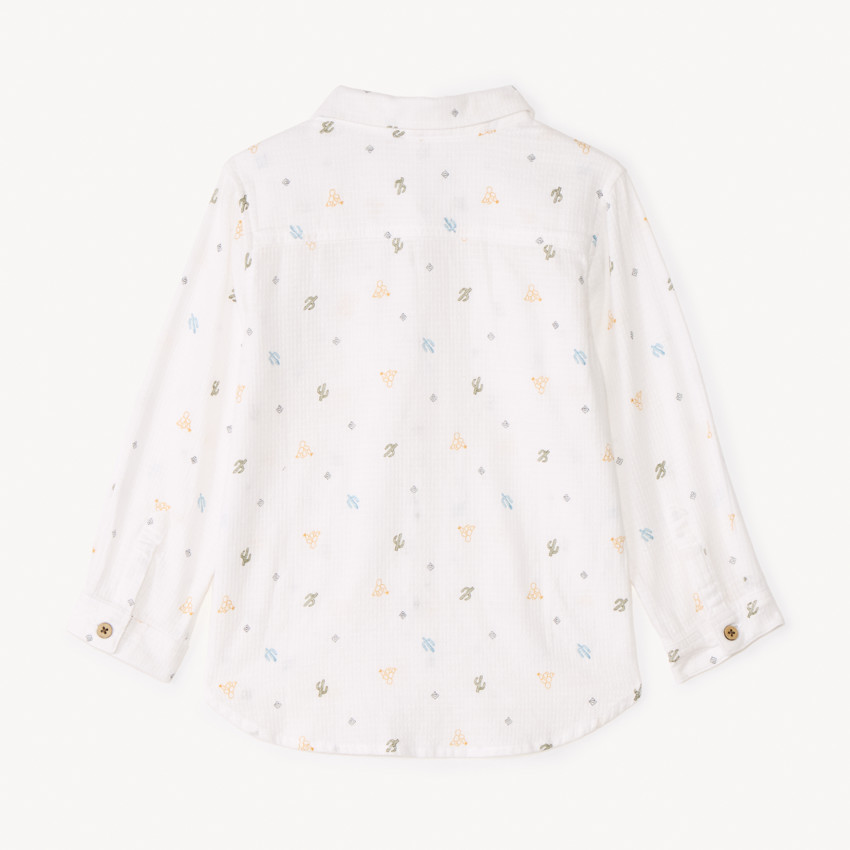Chemise à manches longues en toile imprimée cactus pour bébé garçon 