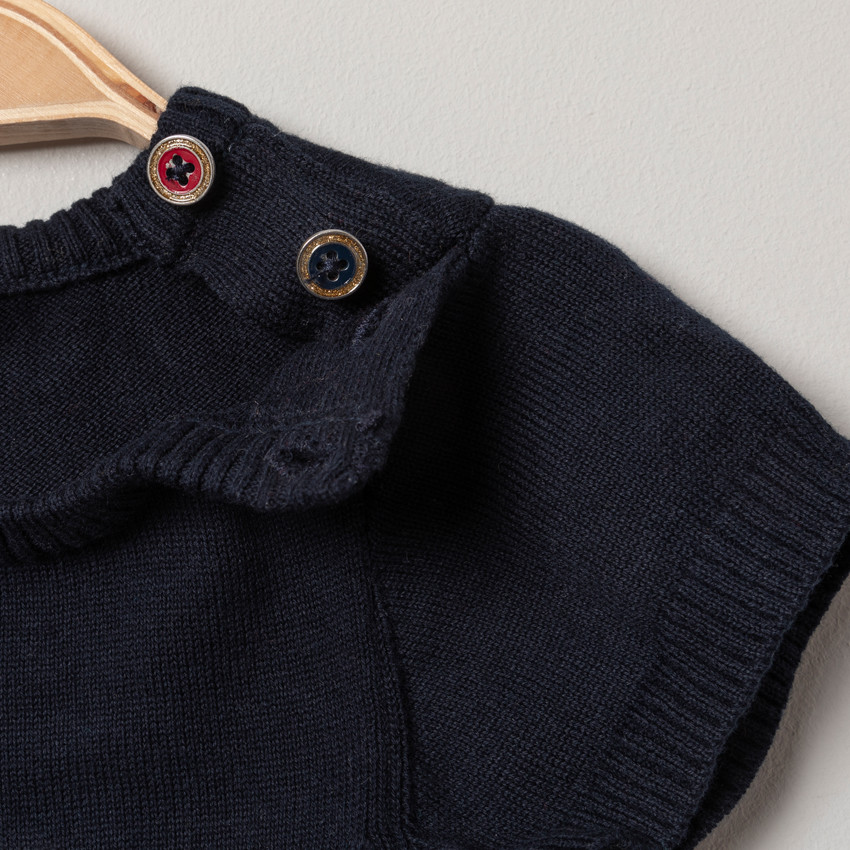 Robe manches courtes à rayures et noeuds brodés 