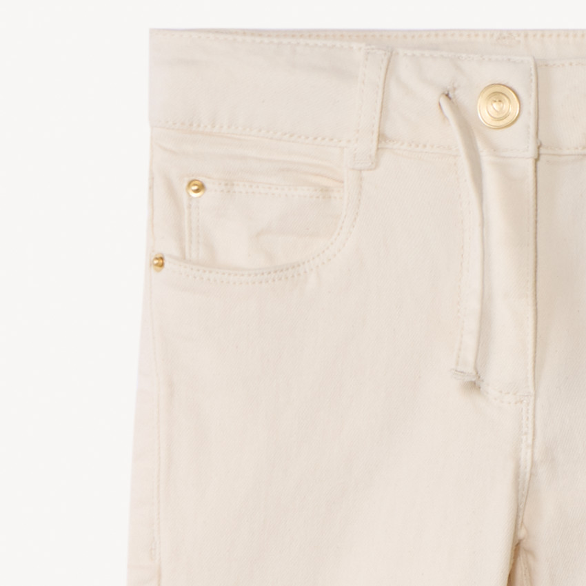 Jean large uni avec cordon pour fille 