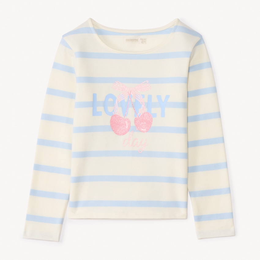 Marinière molletonnée print cerise pour fille 