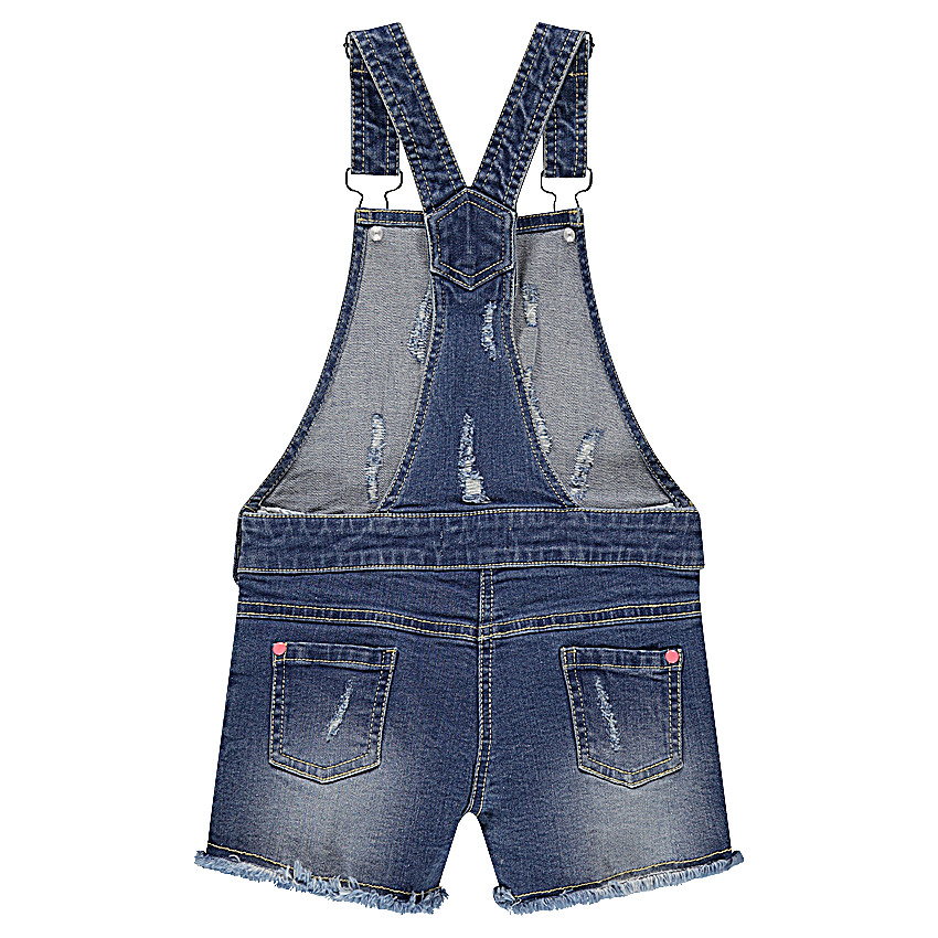 Salopette short en jeans effet used 