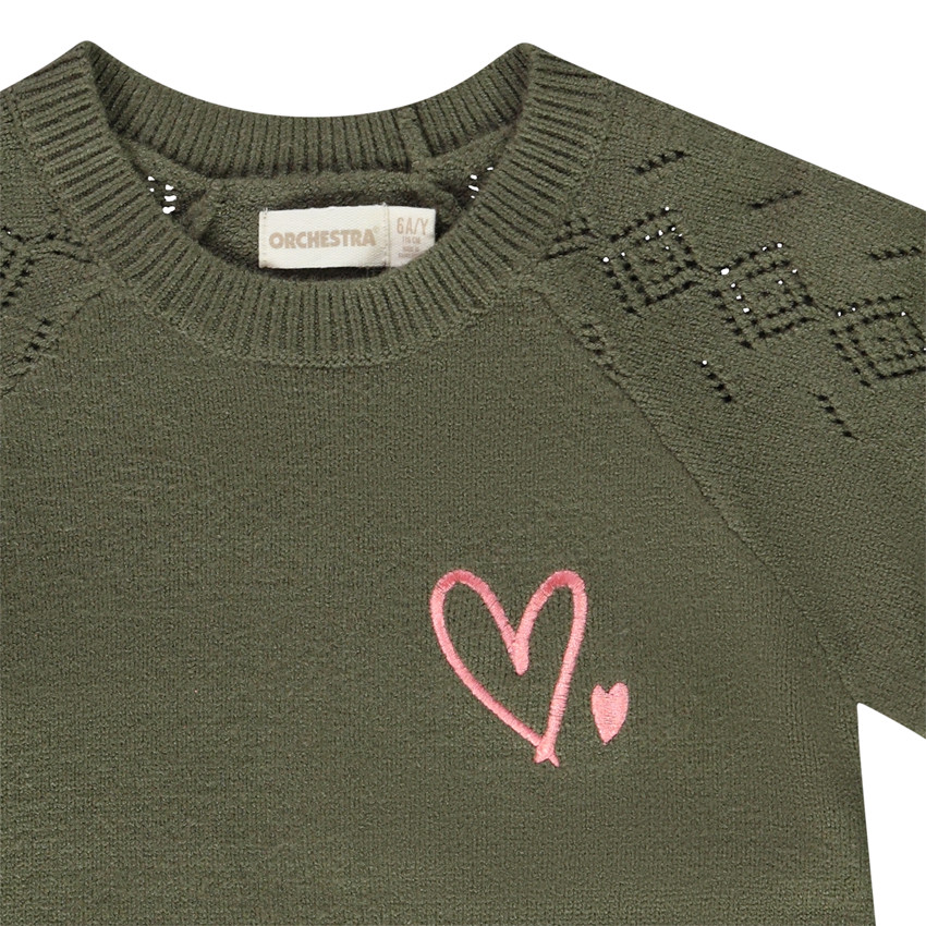 Pull en tricot avec broderie pour fille 