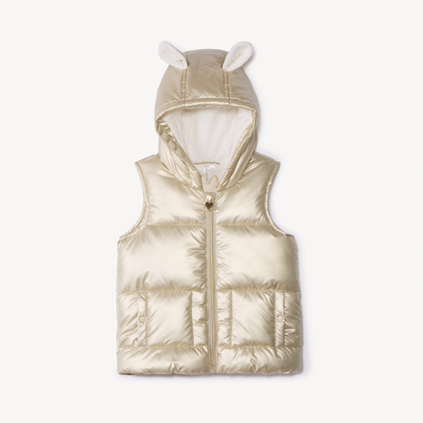 Doudoune sans manches à capuche ludique pour bébé fille