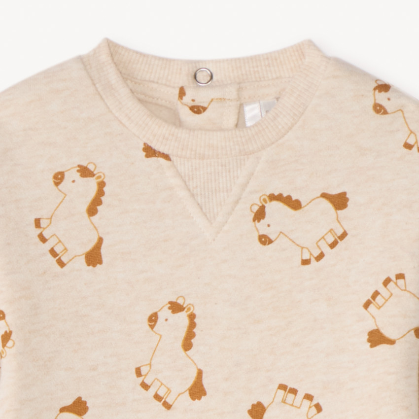 Combinaison molleton imprimé chevaux pour bébé garçon 