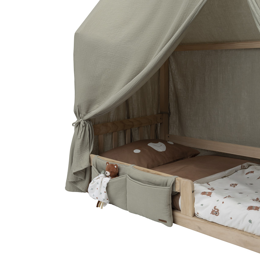 Pochette de lit à suspendre en gaze vert 