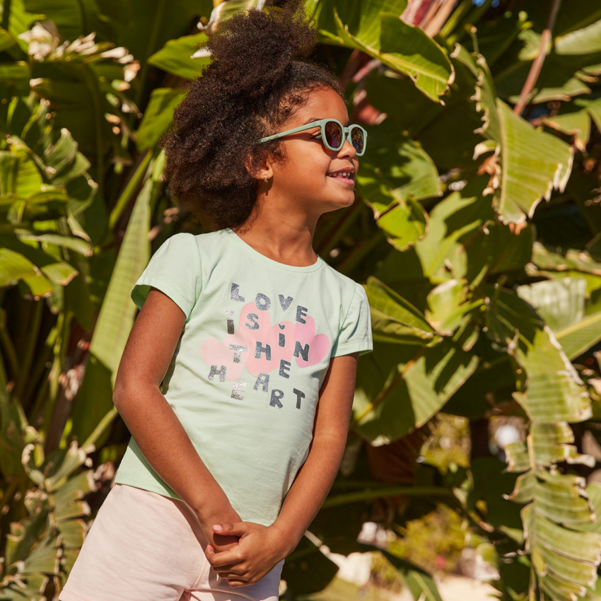 T-shirt manches courtes print fantaisie pailletées pour fille