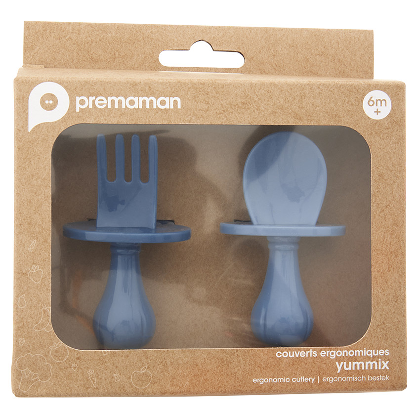 Lot de 2 couverts ergonomiques montessori Miamix bleu - Bleu (Prémaman) - Image 2