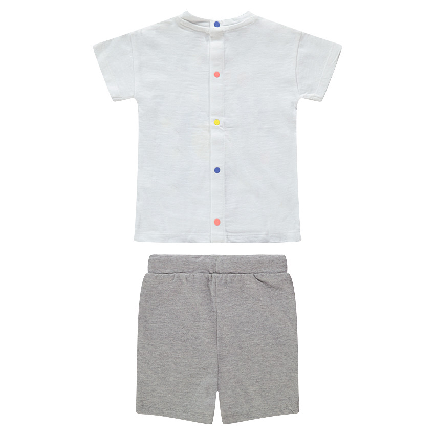 Ensemble avec tee-shirt print Smiley et bermuda avec Smiley patchés 