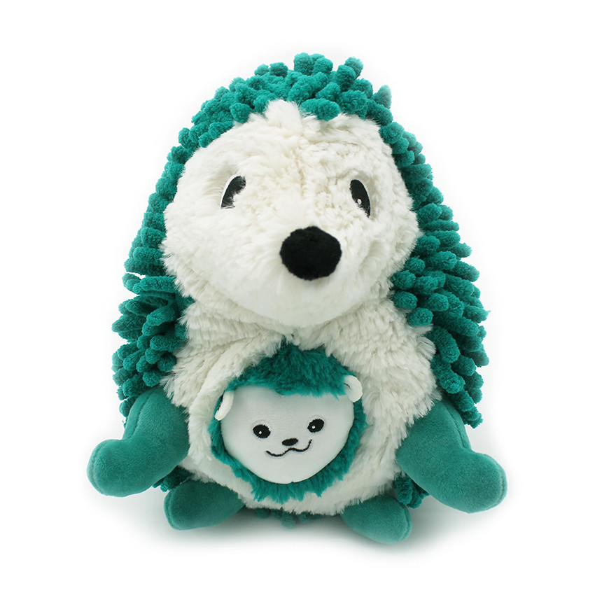 Peluche Ptipotos maman hérisson Piktou et son bébé vert 