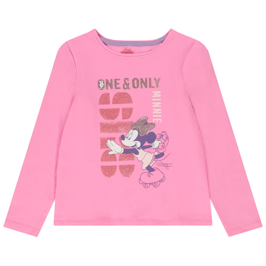 T-shirt manches longues print glitter Minnie Disney pour fille