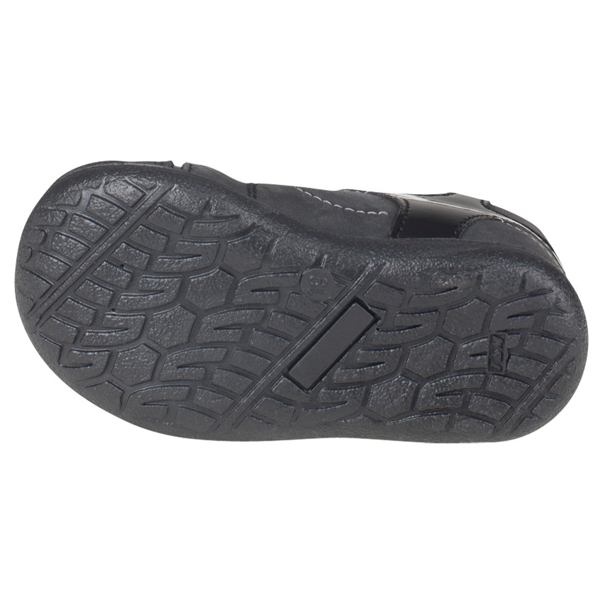 Bottillons noir en cuir à lacets et patch fleur 
