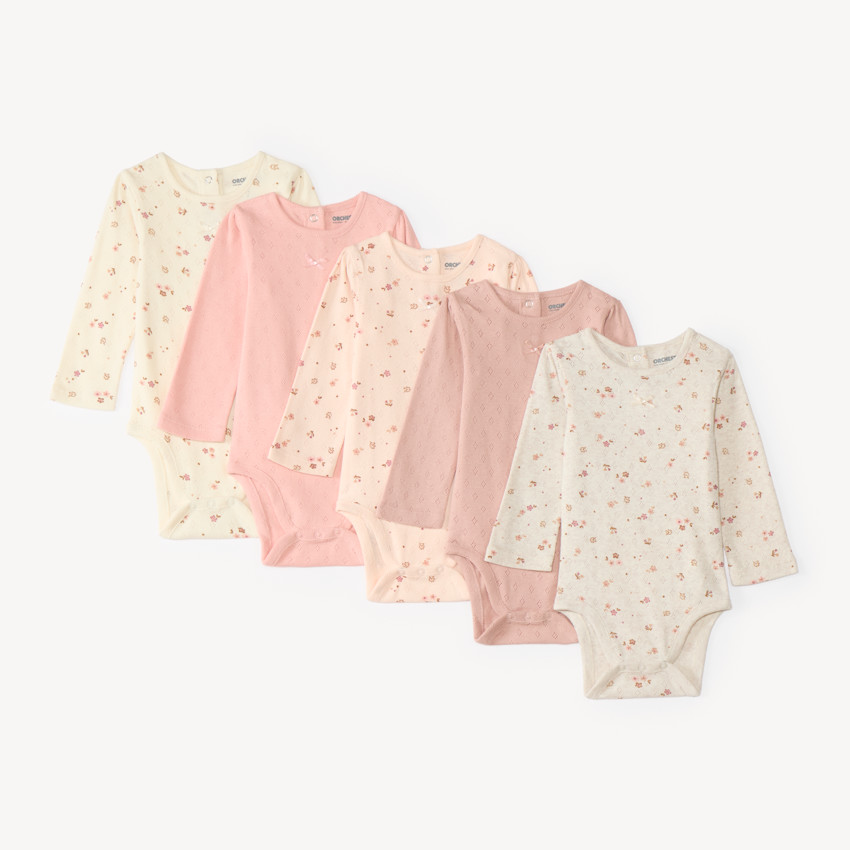 Lot de 5 bodies manches longues bébé fille fantaisie 