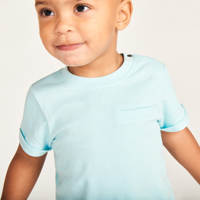 T-shirt manches courtes uni en jersey effet pop-corn pour bébé garçon 