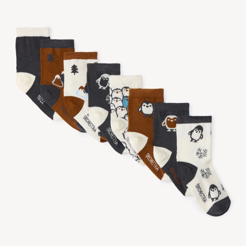 Lot de 8 paires de chaussettes motifs pingouins pour bébé garçon 