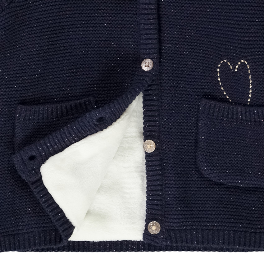 Veste à capuche en tricot avec broderie coeur pour bébé fille 