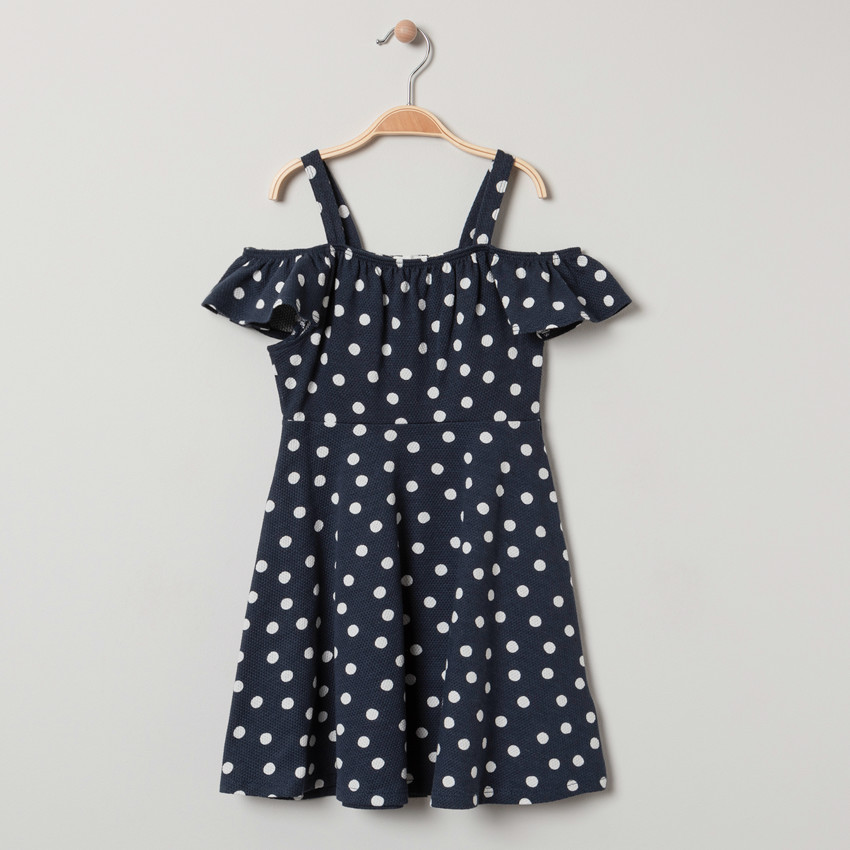 Robe à bretelles imprimée pois pour fille 