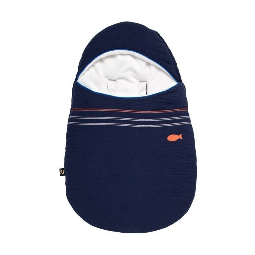 Nid d'ange hiver 5 attaches 0-3M Baby Sailor bleu marine 