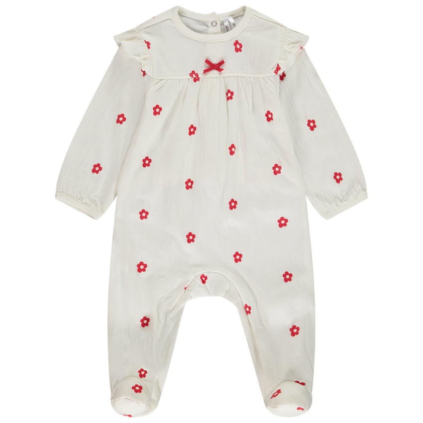 Dors-bien en jersey froissé imprimé fleuri pour bébé fille