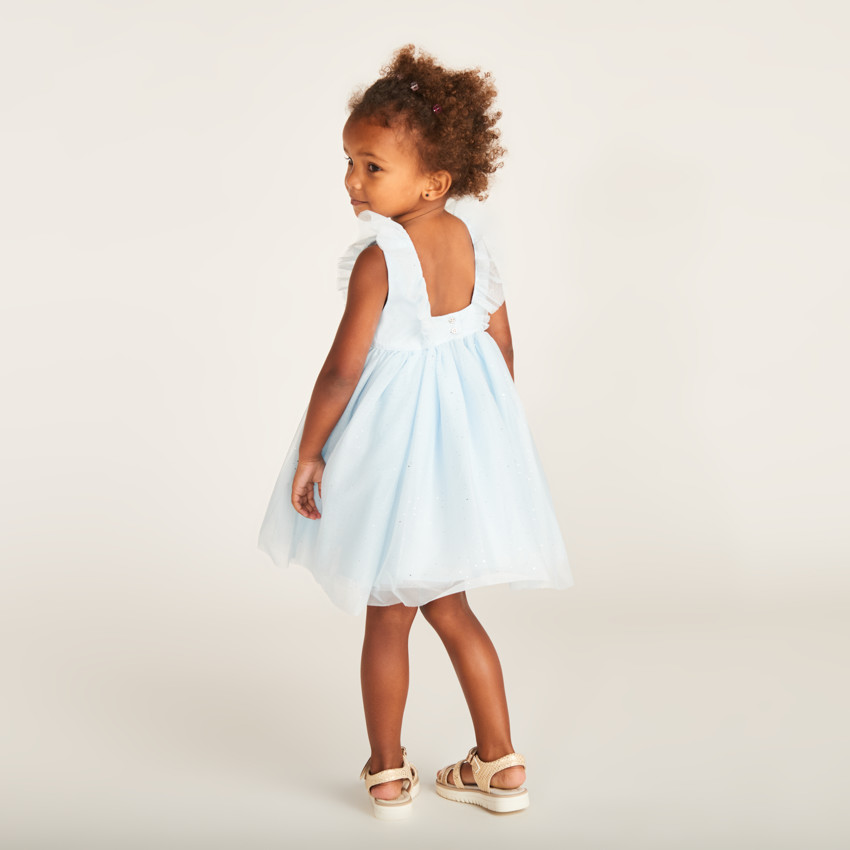 Robe en tulle pailletée manches papillon pour bébé fille 