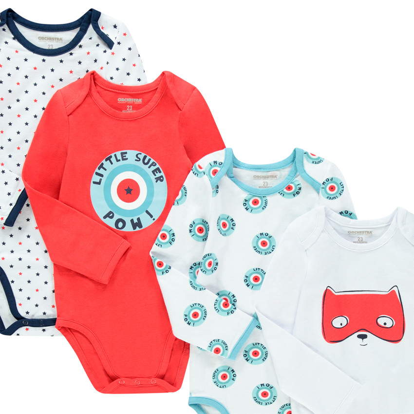 Lot de 7 bodies manches longues en coton bio print super héro 