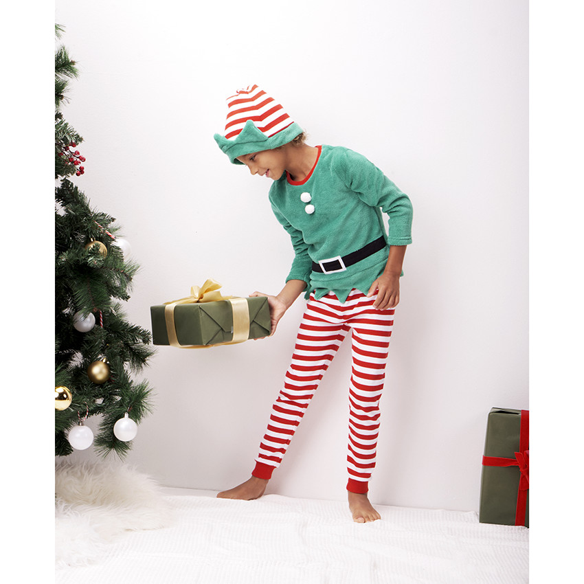 Pyjama lutin de Noël garçon en polaire esprit déguisement avec ensemble et  bonnet