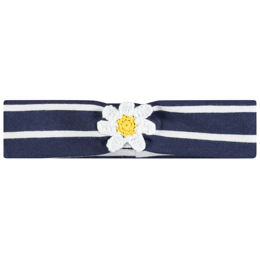 Bandeau à rayures avec fleur en crochet pour bébé fille 