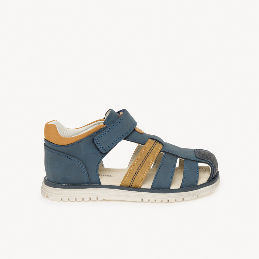 Sandales effet cuir à scratch bleu pour garçon 
