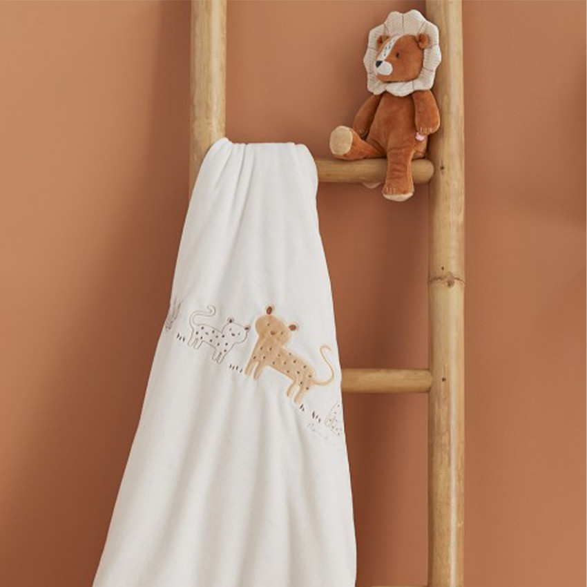 Couverture en veloudoux Babou & Kendi 75 x 100 cm - Ecru - Ecru (Noukie's) - Image 1