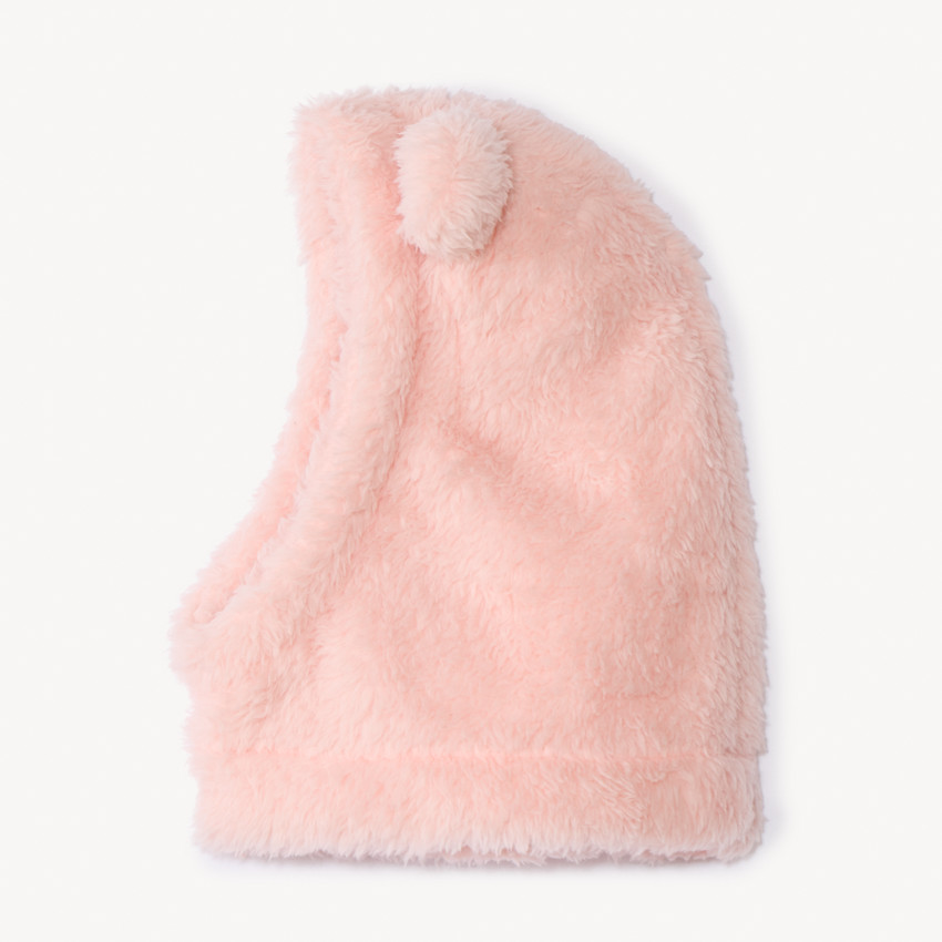 Cagoule ludique en sherpa uni pour bébé fille 