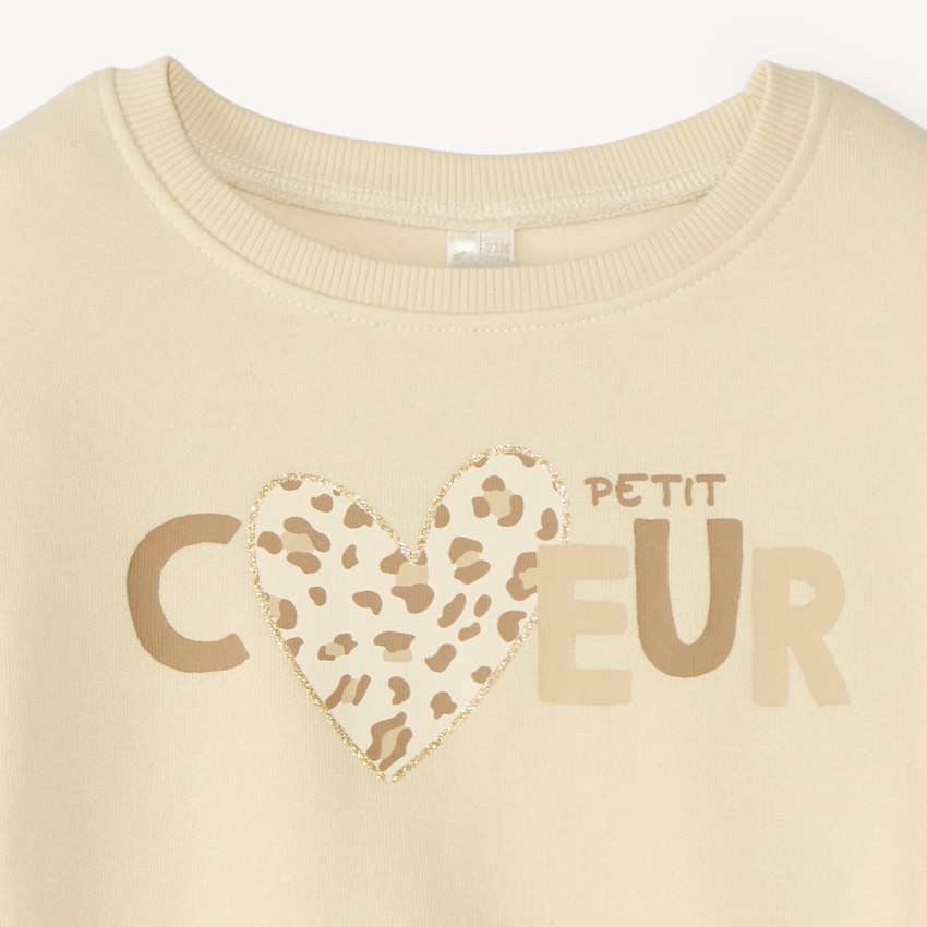 Sweat en molleton 1/2 oversize print fantaisie pour bébé fille 