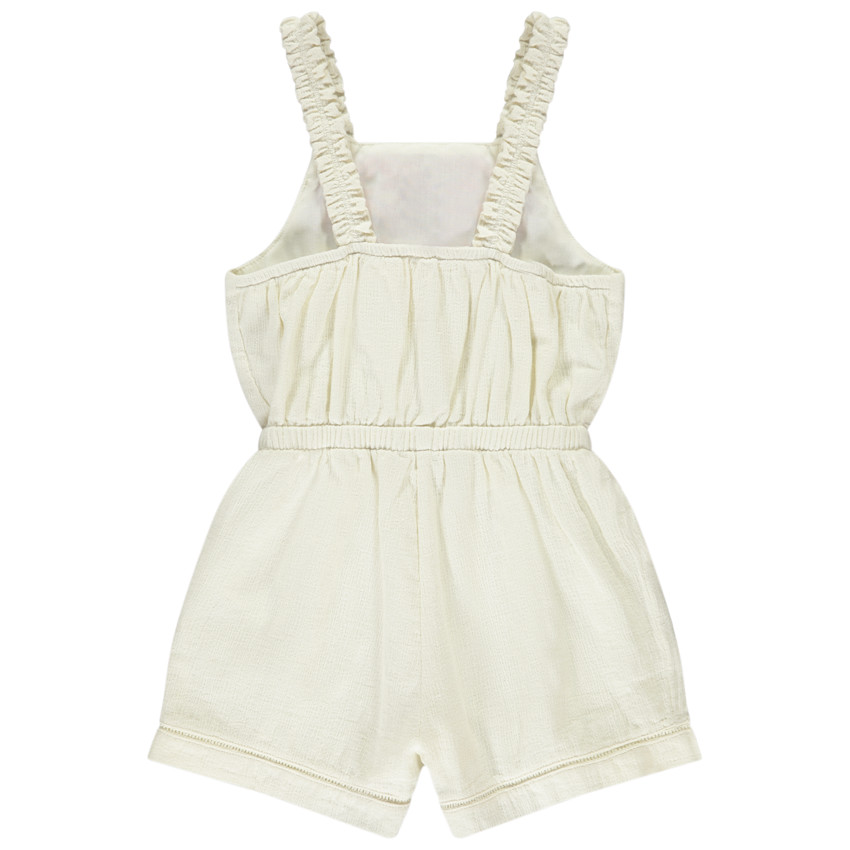 Combishort à broderies florales et bretelles élastiques pour fille 