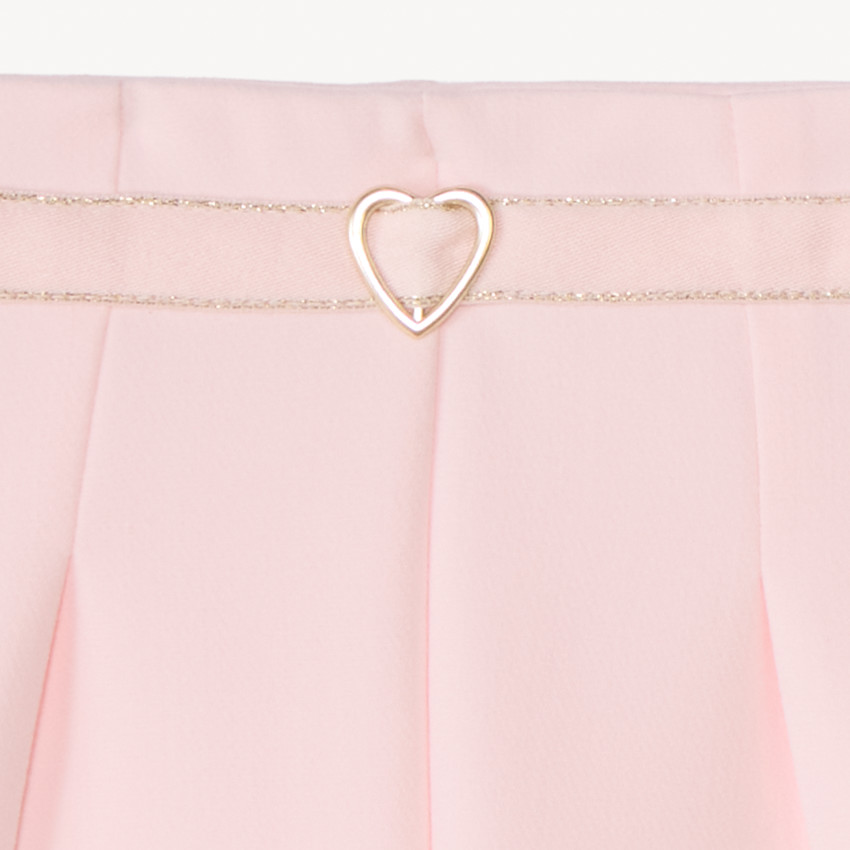 Short en twill uni avec ceinture en tissu pour fille 