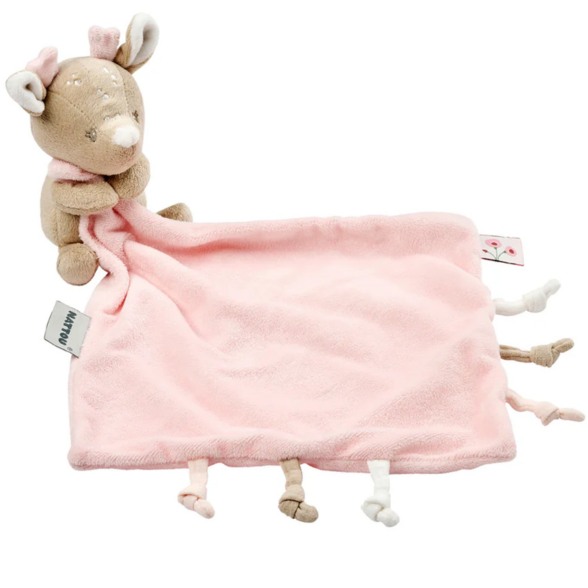 Doudou - biche - Fanfan - Rose - 27x27 cm  