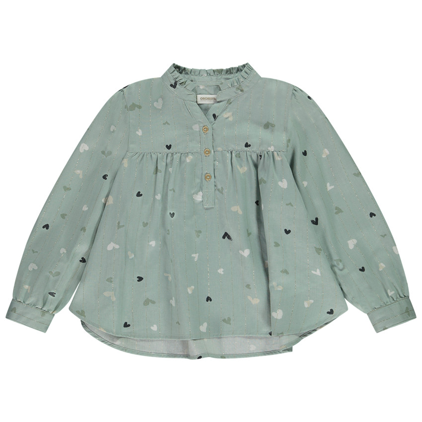 Tunique manches longues scintillante imprimé cœurs pour fille 