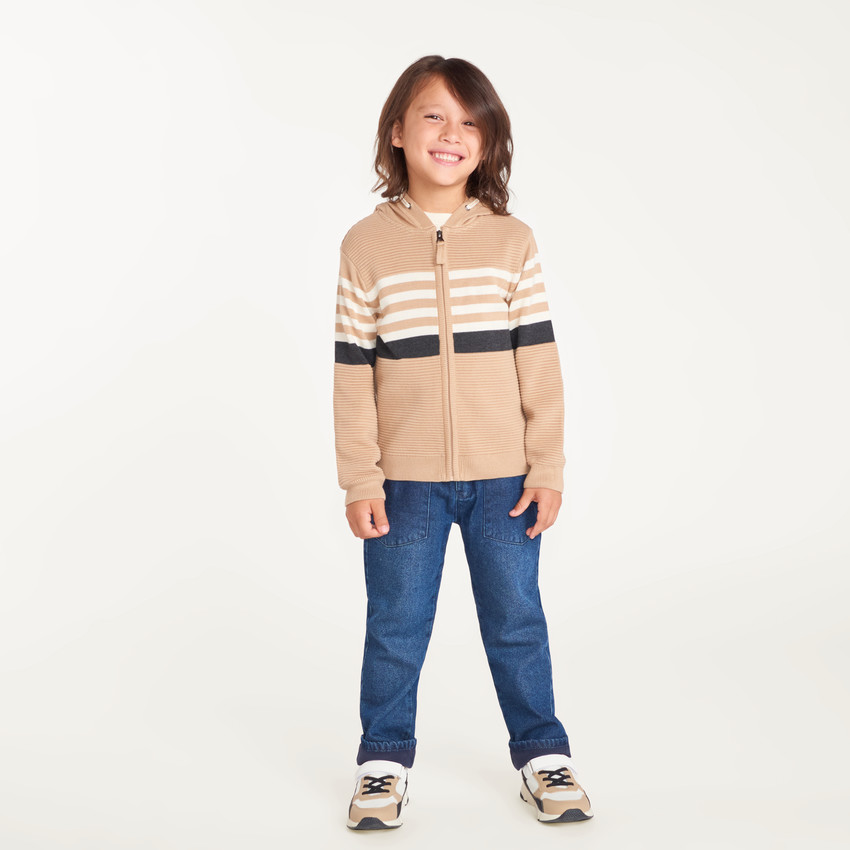 Gilet garçon à capuche en tricot