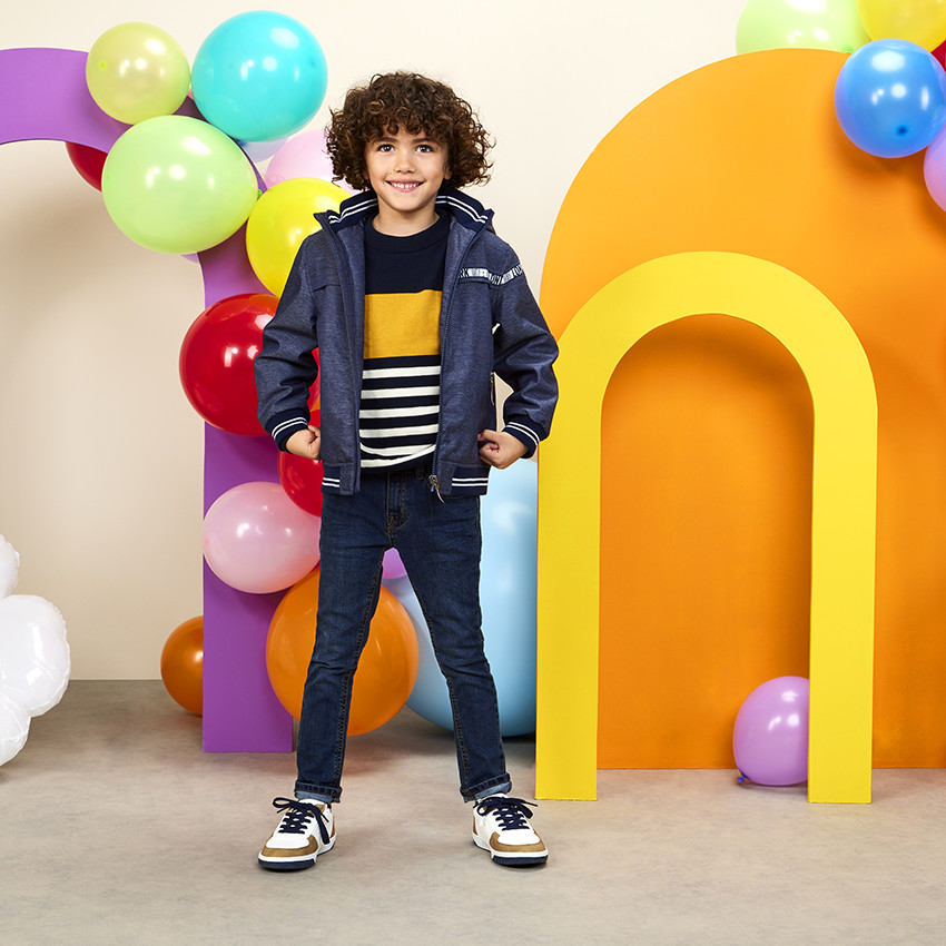 Jean slim en denim avec coutures contrastées pour garçon 