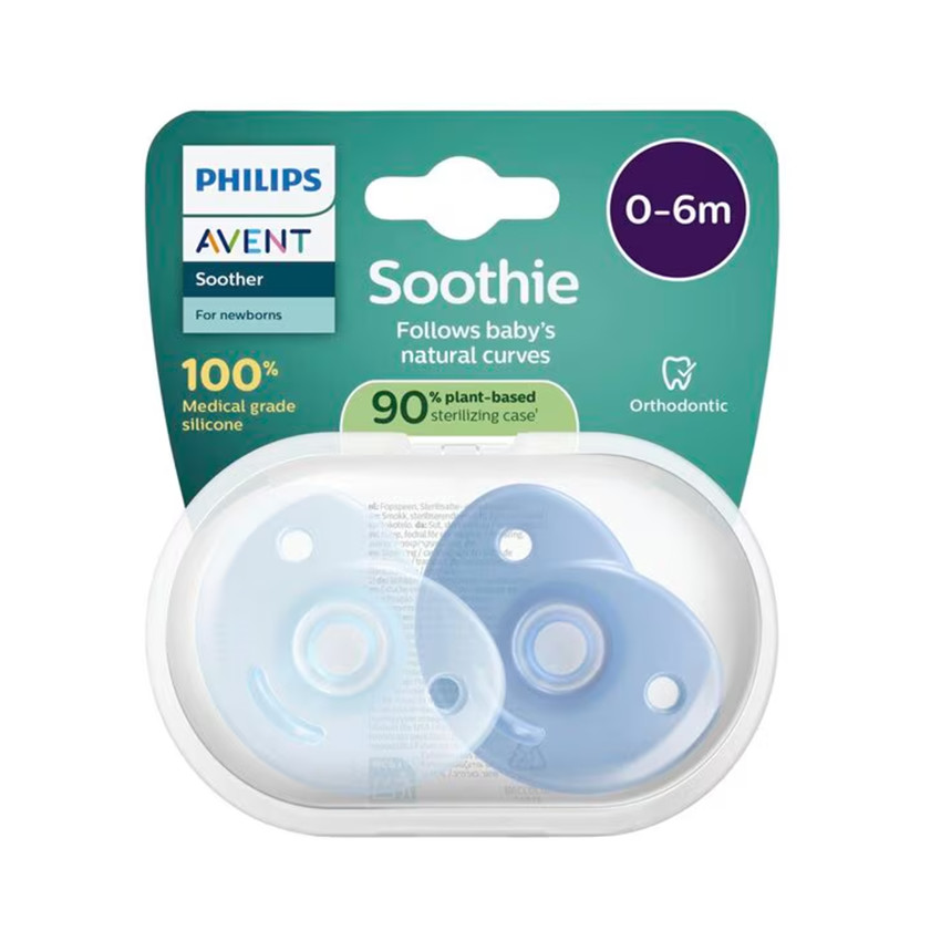 Lot de 2 sucettes silicone 0-6M Soothie bleu - Bleu (Avent) - Image 1