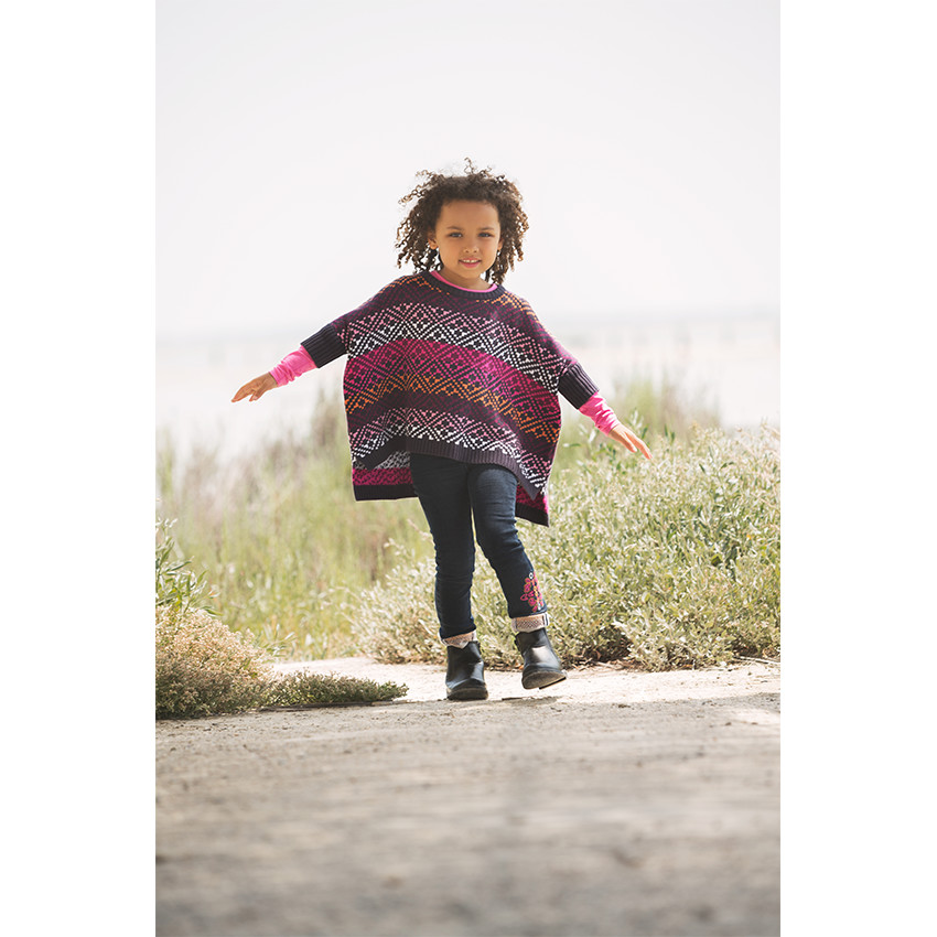 Pull poncho asymétrique en jacquard 