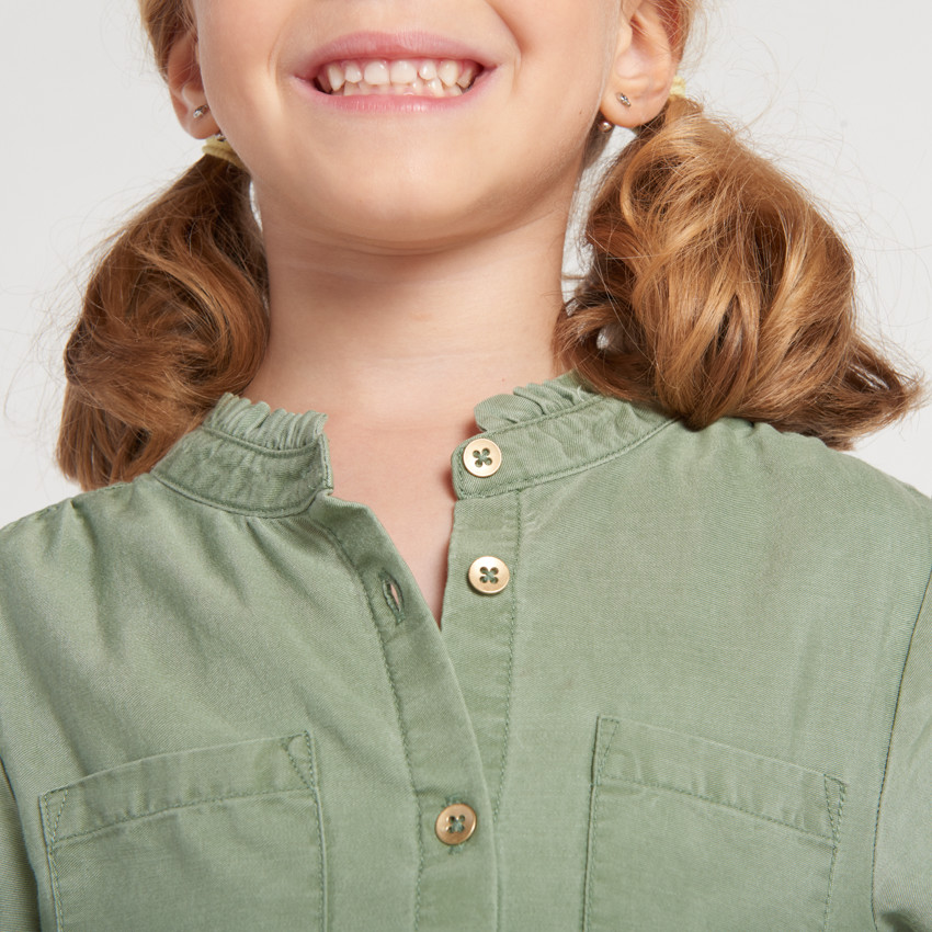 Robe manches longues style chemise + ceinture pour fille 