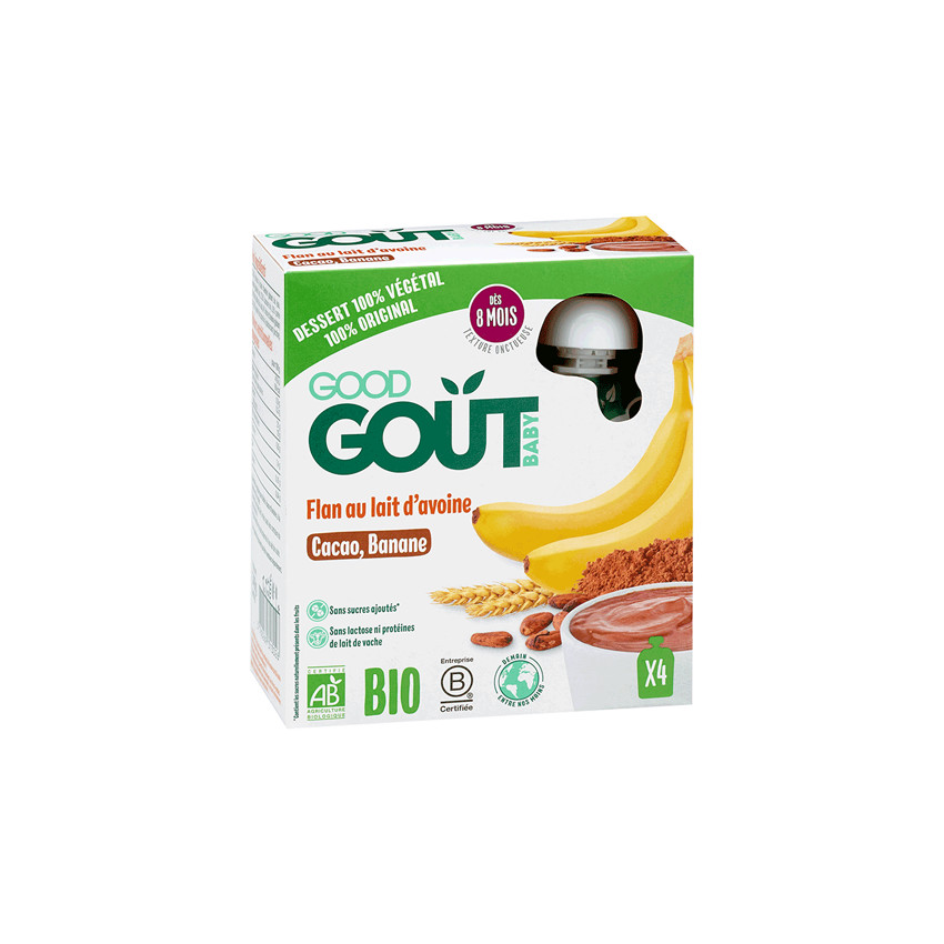 Flan au lait d'avoine, cacao et banane - 4 x 85 g Main Flan au lait d'avoine, cacao et banane - 4 x 85 g