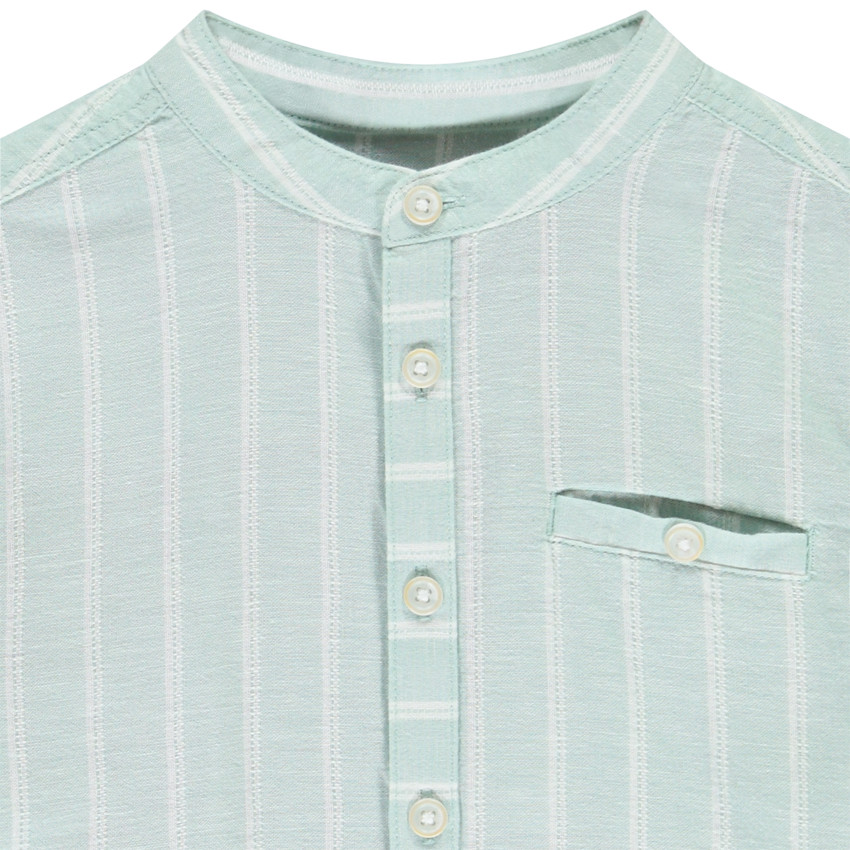 Chemise manches longues à rayures et col mao pour garçon  