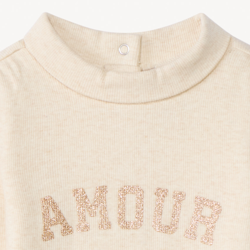 Sous-pull col roulé à message pailleté pour bébé fille 