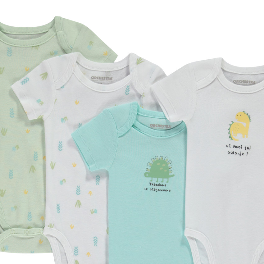 Lot de 7 bodies manches courtes fantaisie dinosaure pour bébé garçon 