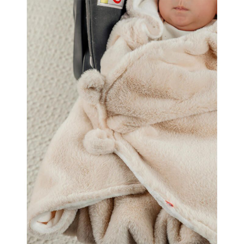 Couverture promenade Fausse Fourrure Beige MM25 