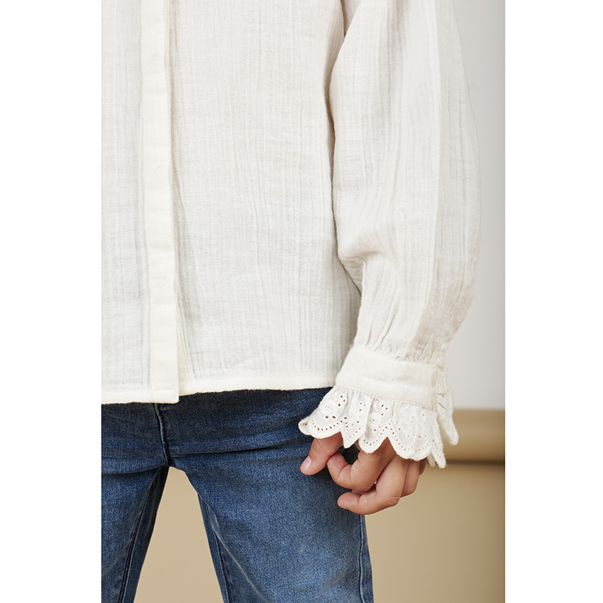 Chemise manches longues en double gaze de coton pour fille 
