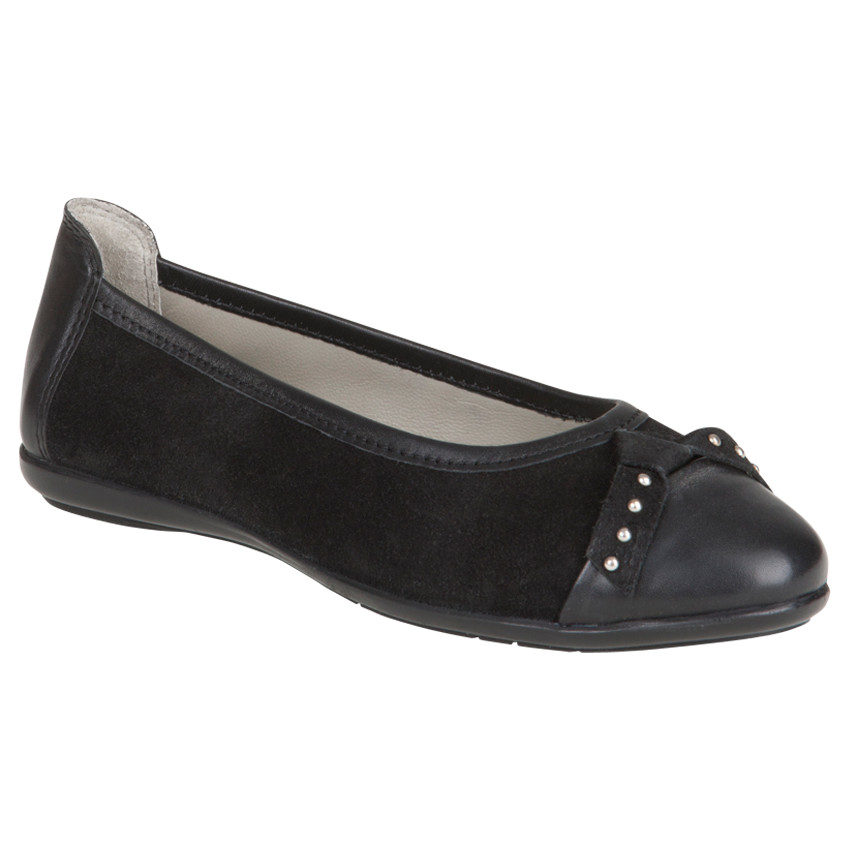 Ballerines noires en cuir avec noeud et rivets